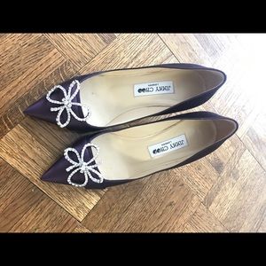 Jimmy Choo satin purple heels